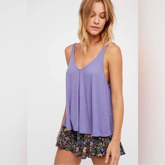 Free People We The Free Carly Flowy Tank Top Brilliant Cobalt Blue Size XS  $38 - Picture 1 of 8